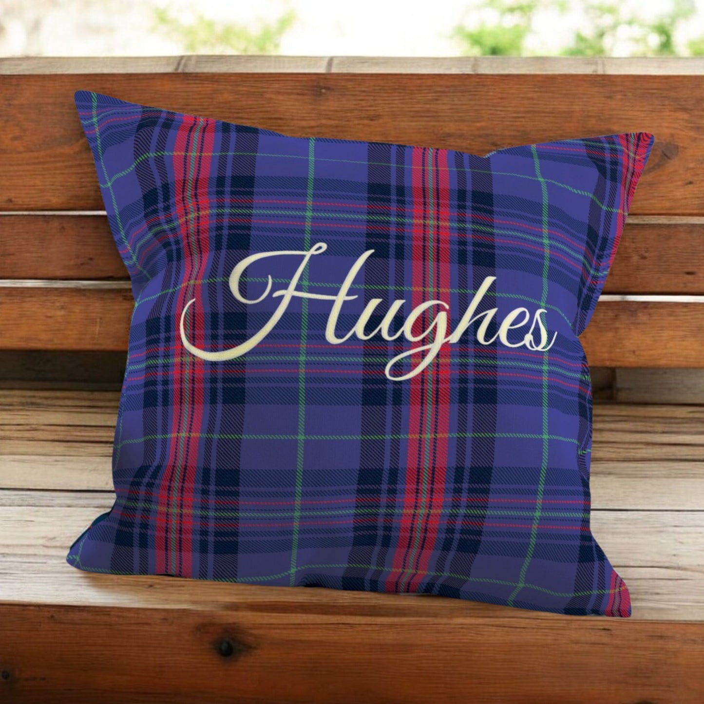Cushion - Welsh Clan Tartan Wool - Your Surname - Square (Embroidered)