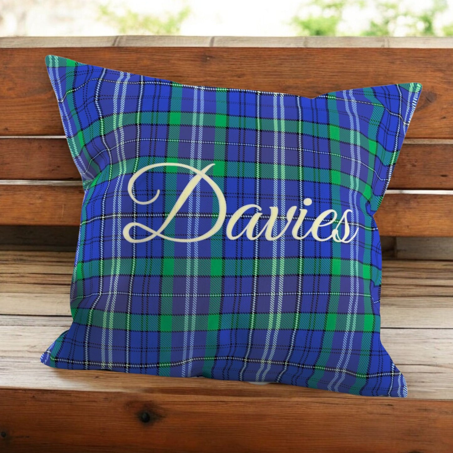 Cushion - Welsh Clan Tartan Wool - Your Surname - Square (Embroidered)