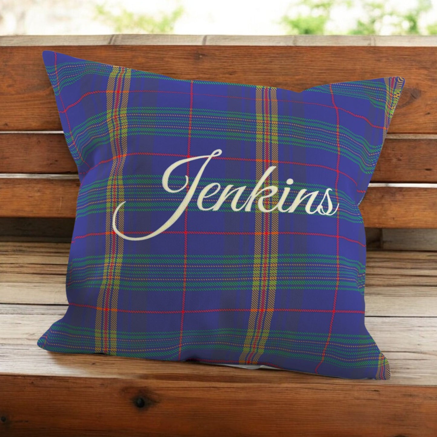 Cushion - Welsh Clan Tartan Wool - Your Surname - Square (Embroidered)