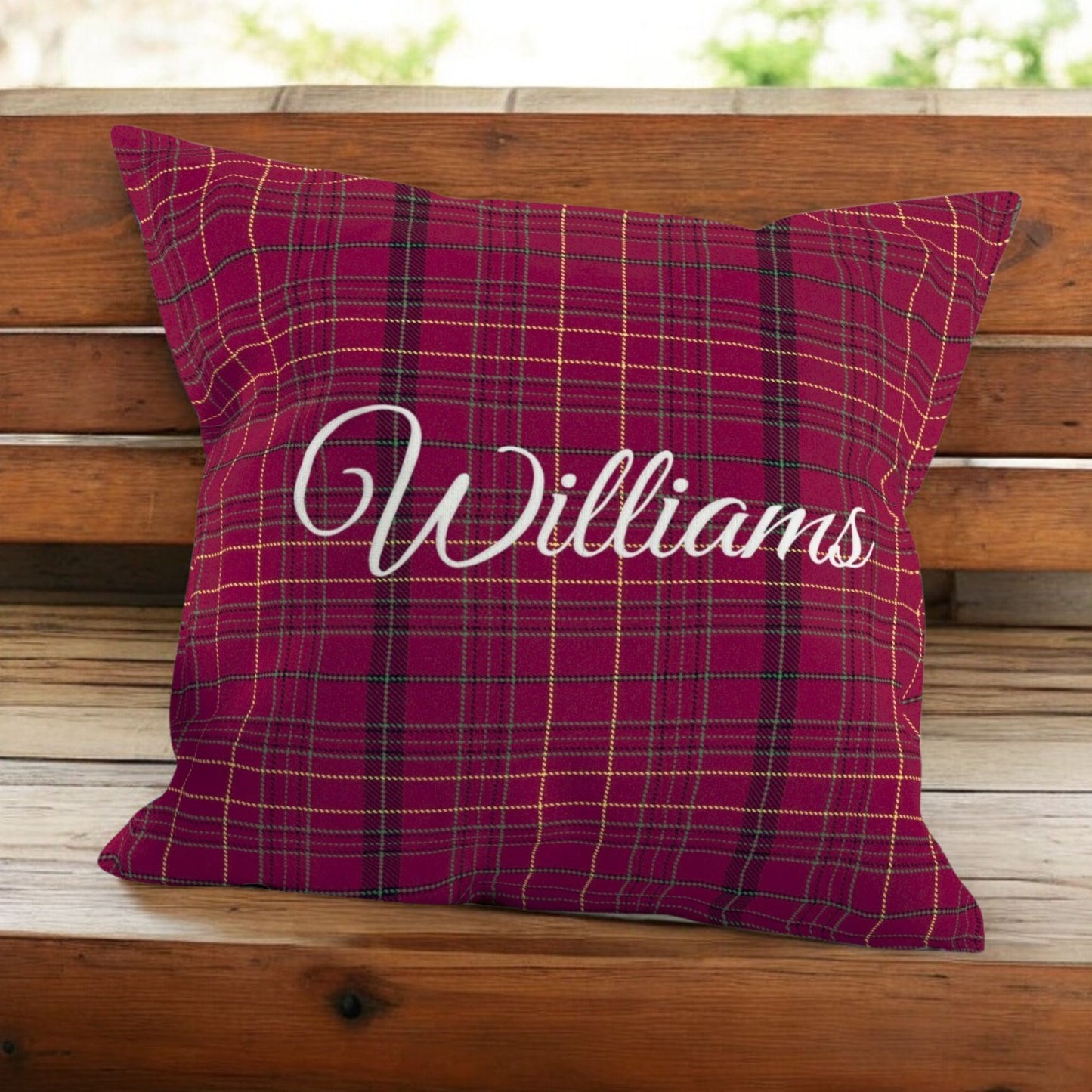 Cushion - Welsh Clan Tartan Wool - Your Surname - Square (Embroidered)