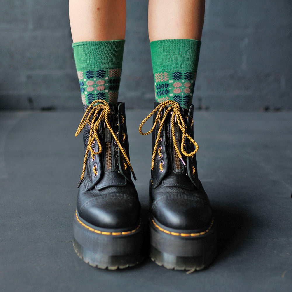 Socks - Mabli Carthen / Welsh Tapestry - Adults Unisex - Wicked Green
