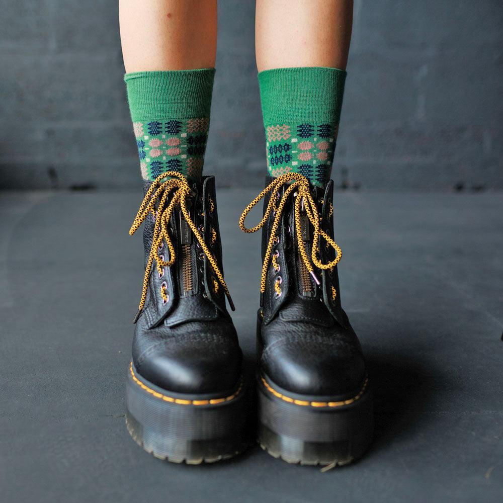 Socks - Mabli Carthen / Welsh Tapestry - Adults Unisex - Wicked Green