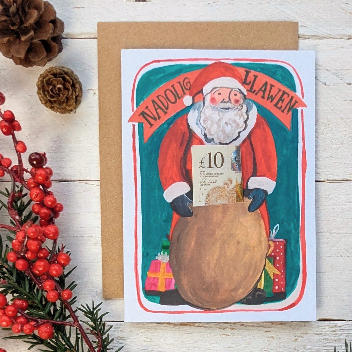 Christmas Card - Sion Corn / Father Christmas - Money Slot