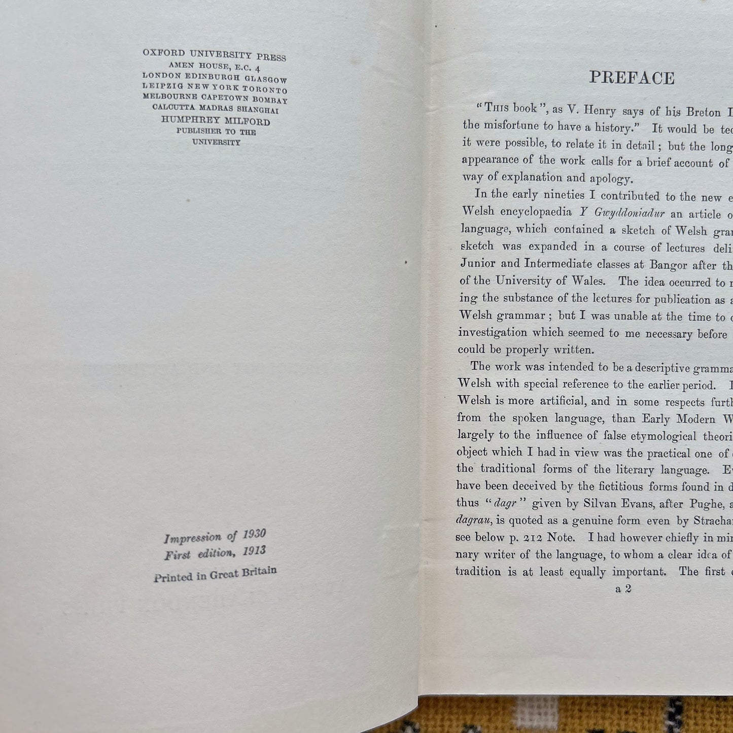 A Welsh Grammar - Historical and Comparative - 1930 (Preloved)