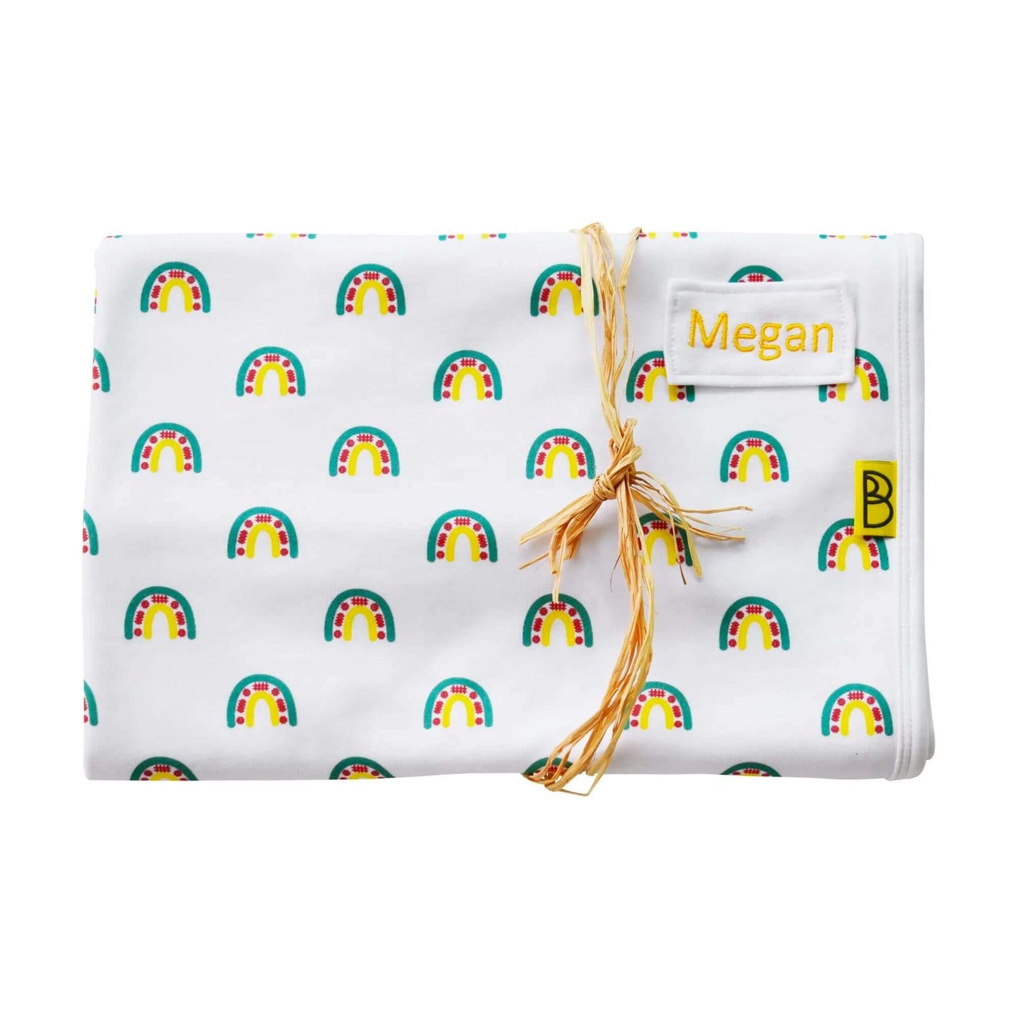Baby Blanket - Organic Cotton – Enfys / Rainbow - Personalised