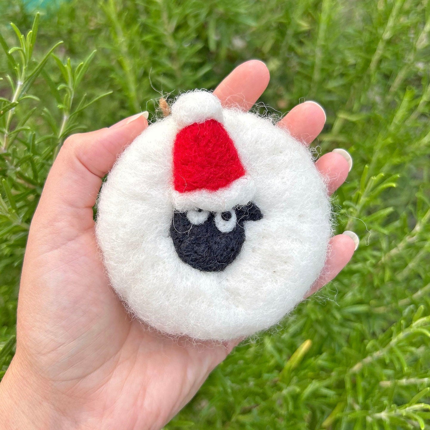 Bauble - Wool Needle Felted - Welsh Santa Sheep