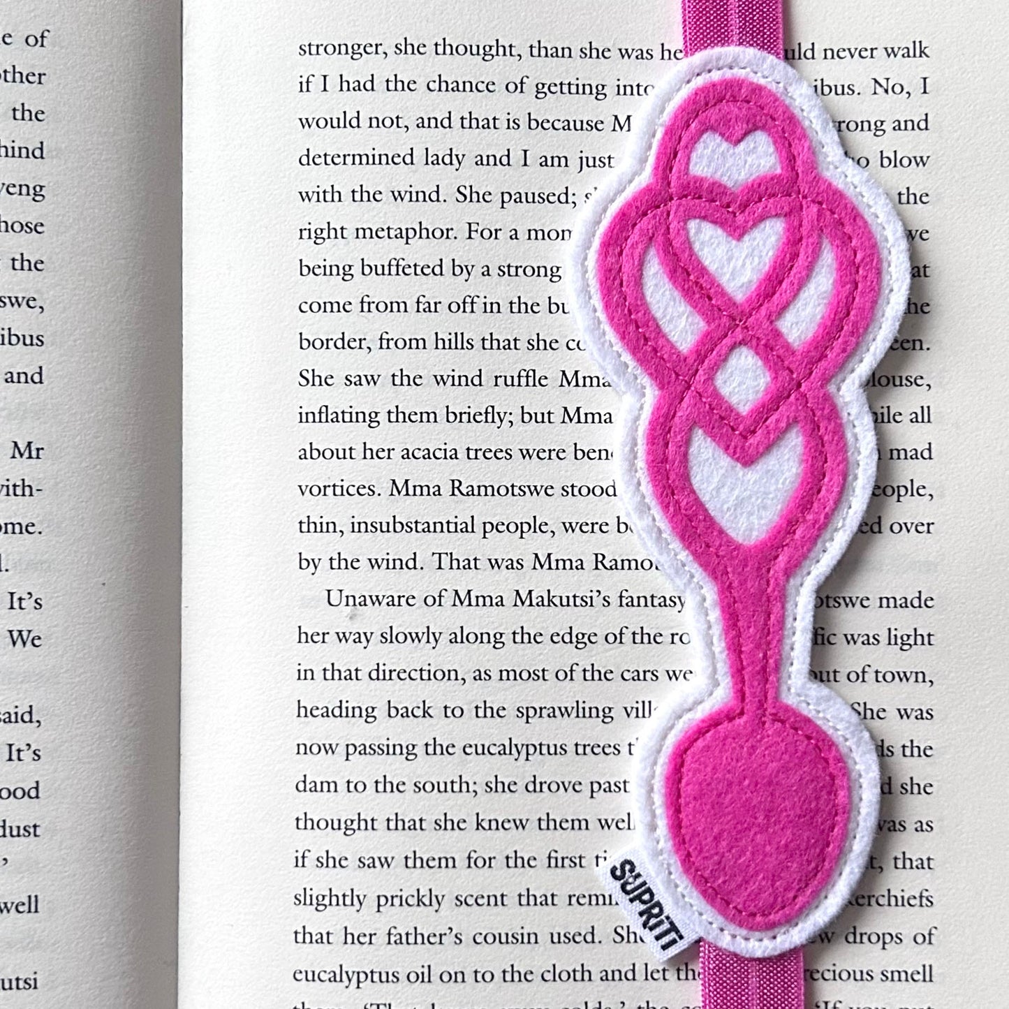 Bookmark - Handmade Wool Lovespoon / Love Spoon – Bright Pink
