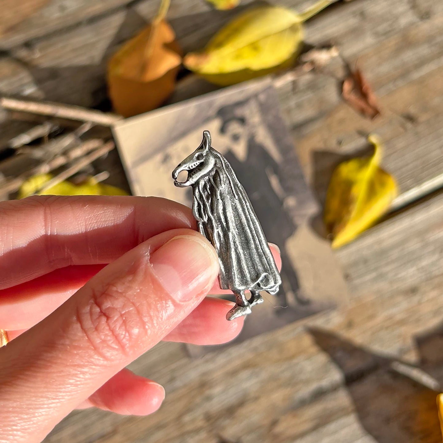 Brooch / Badge - Welsh Folk - Pewter - Mari Lwyd
