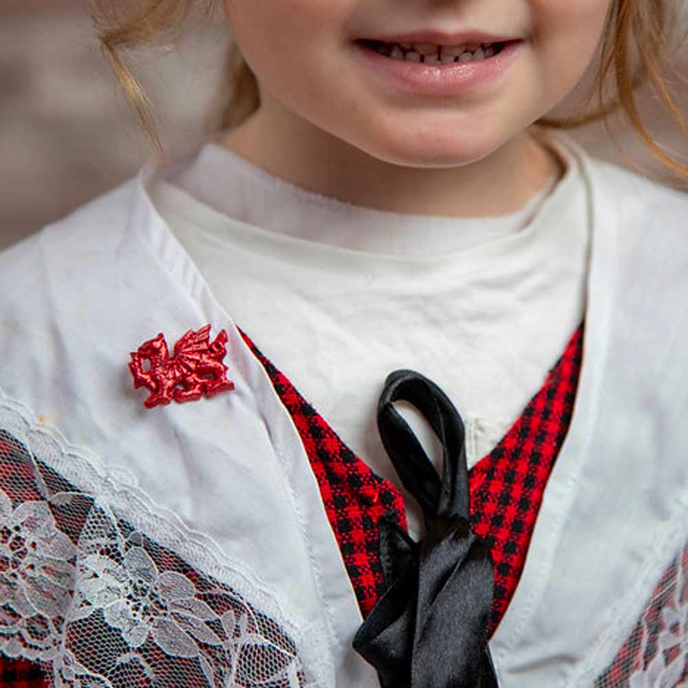 Brooch - Welsh Red Dragon - Handmade - Red Glitter