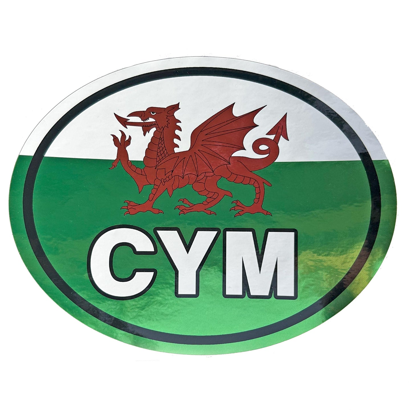 Bumper Sticker - CYM - Cymru / Wales - Metallic - Welsh Dragon Flag