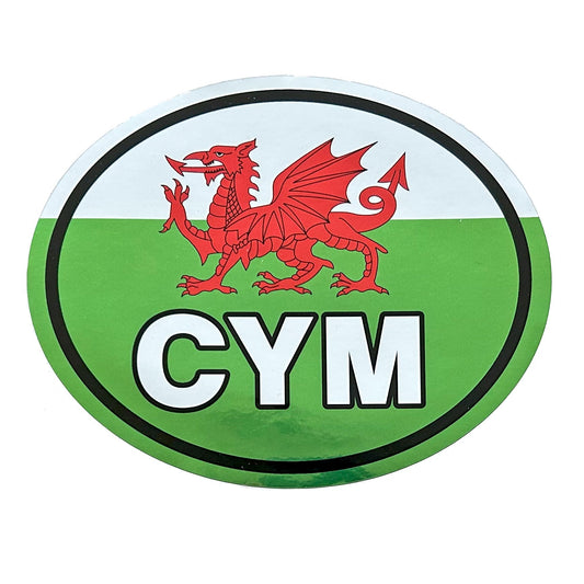 Bumper Sticker - CYM - Cymru / Wales - Metallic - Welsh Dragon Flag