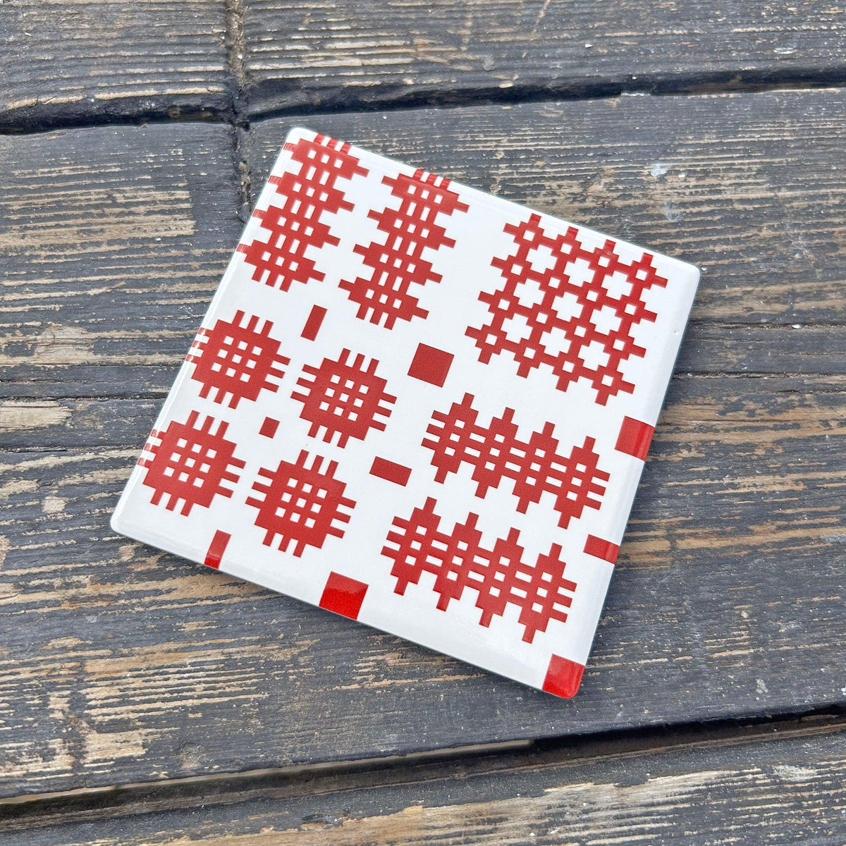 Coaster - Welsh Tapestry Print - Red & White