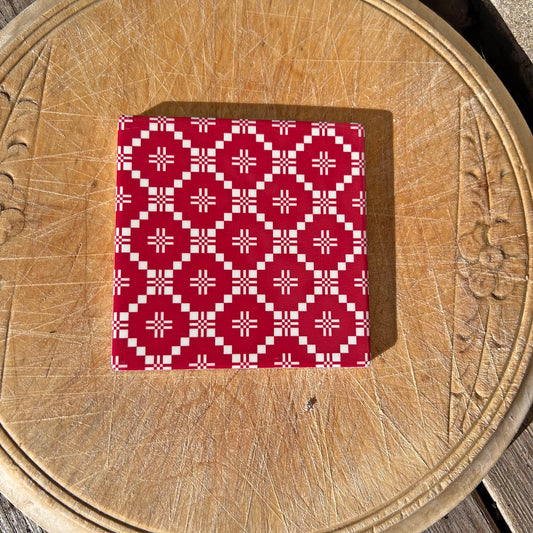 Coaster - Welsh Tapestry Print - Red & White
