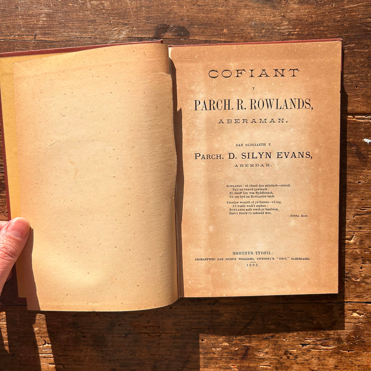 Cofiant y Parch. R. Rowlands Aberaman - D. Silyn Evans 1892 (Preloved)