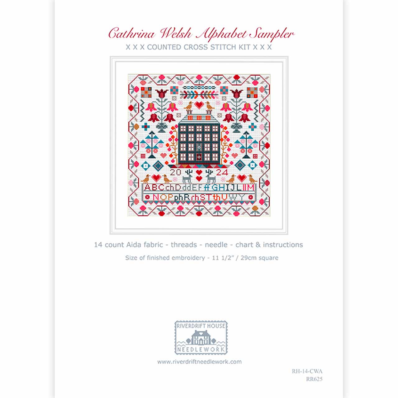 Cross Stitch Kit - Welsh Alphabet Sampler - Cathrina 1884