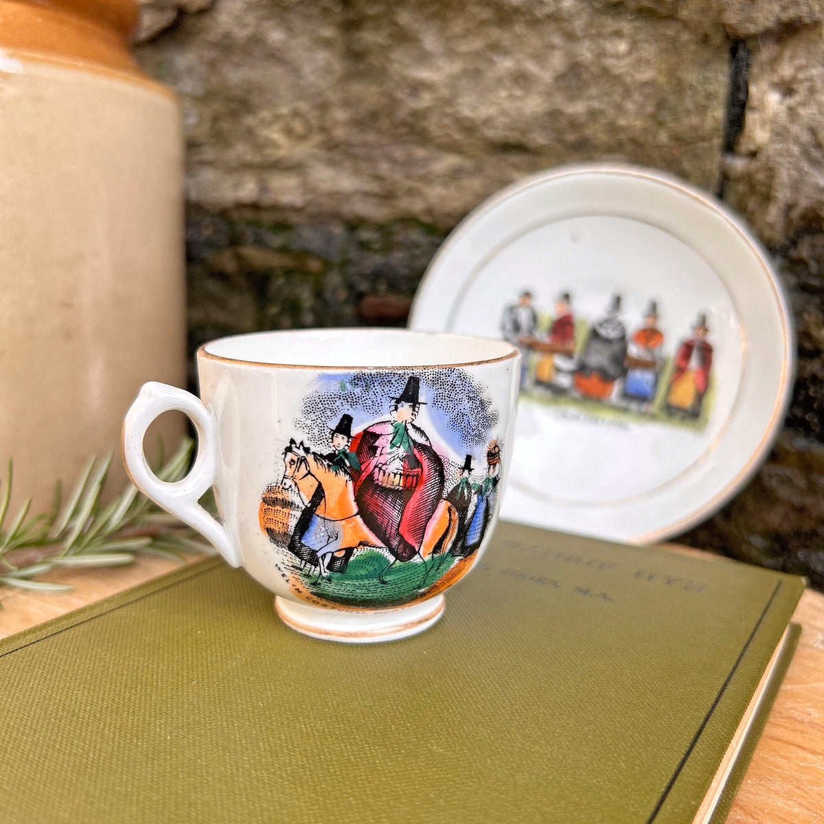 Cup & Saucer - Welsh Costumes North Wales - Vintage Souvenir (Preloved)