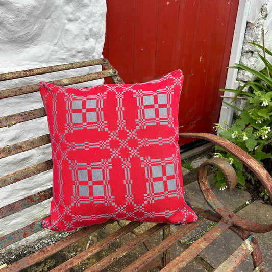 Cushion - Welsh Brithwaith - Red & Grey