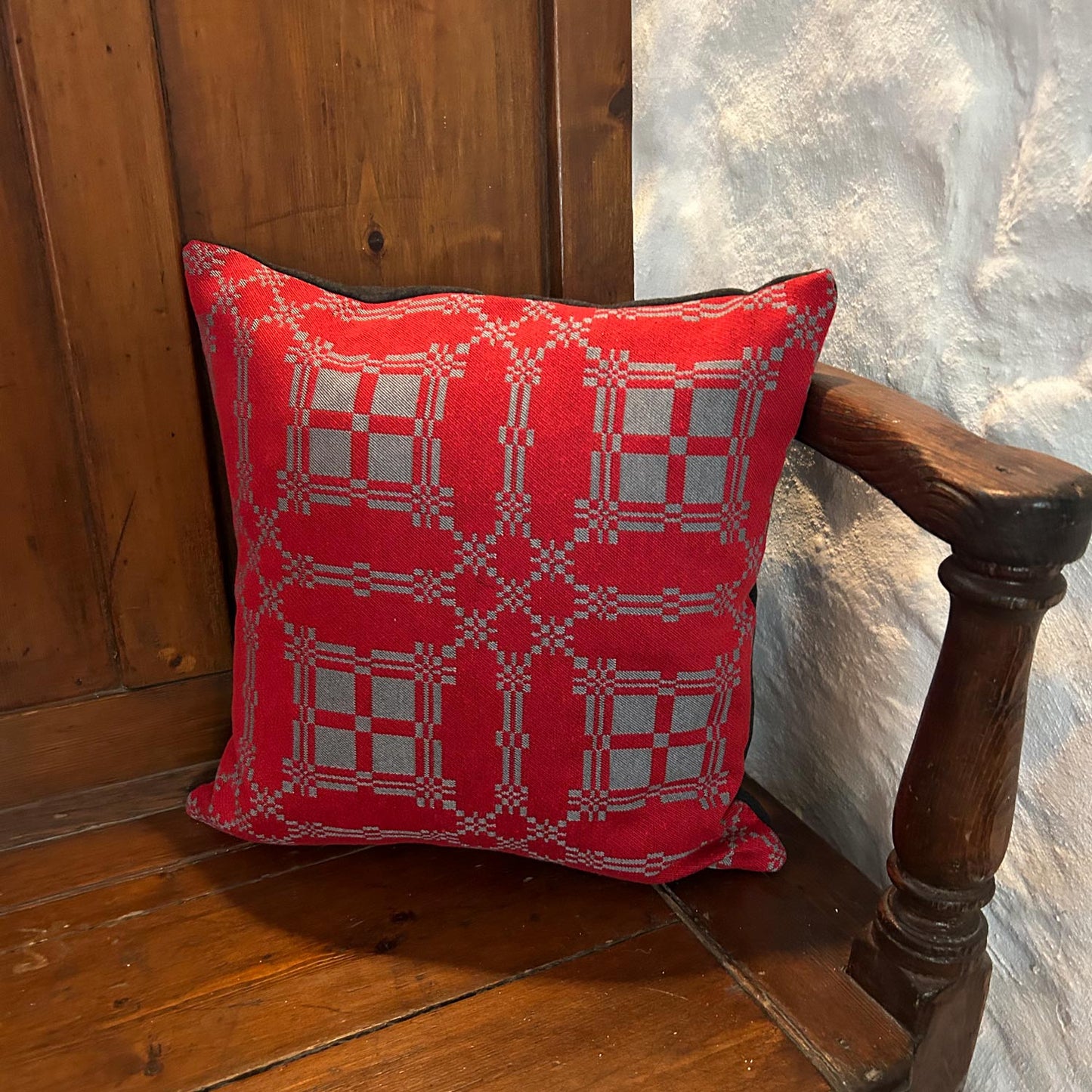 Cushion - Welsh Brithwaith - Red & Grey