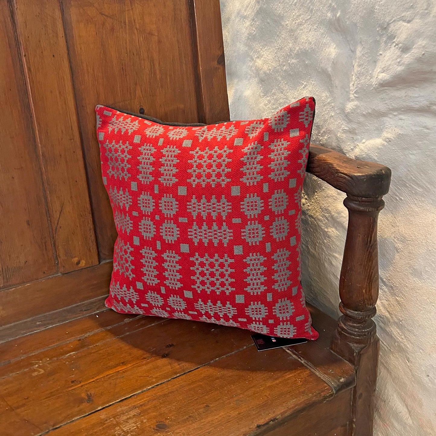 Cushion Cover - Welsh Tapestry Woven - Red & Grey