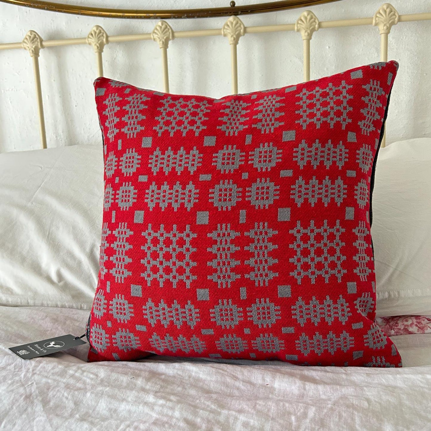 Cushion Cover - Welsh Tapestry Woven - Red & Grey