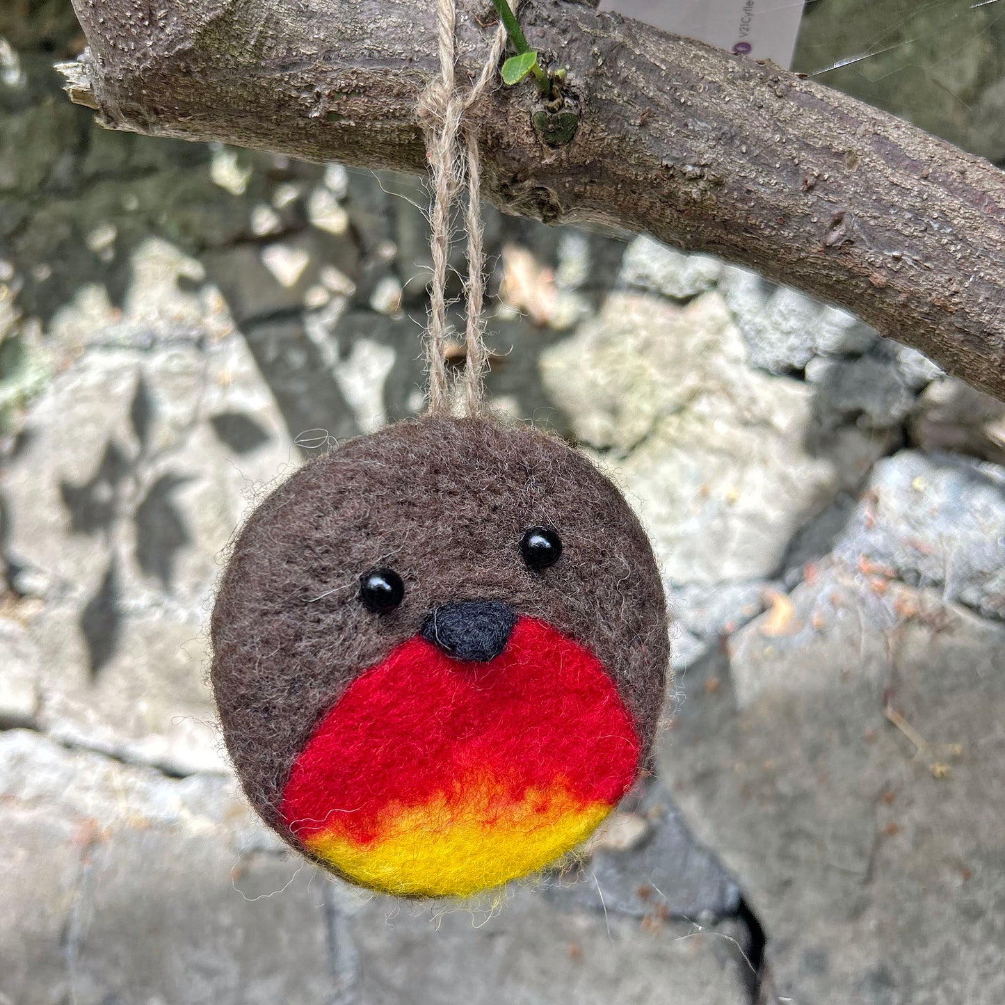 Decoration - Wool Needle Felted - Christmas Robin / Robin Goch Nadolig