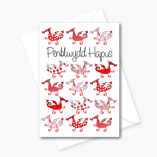 Card - Happy Birthday / Penblwydd Hapus - Dragons