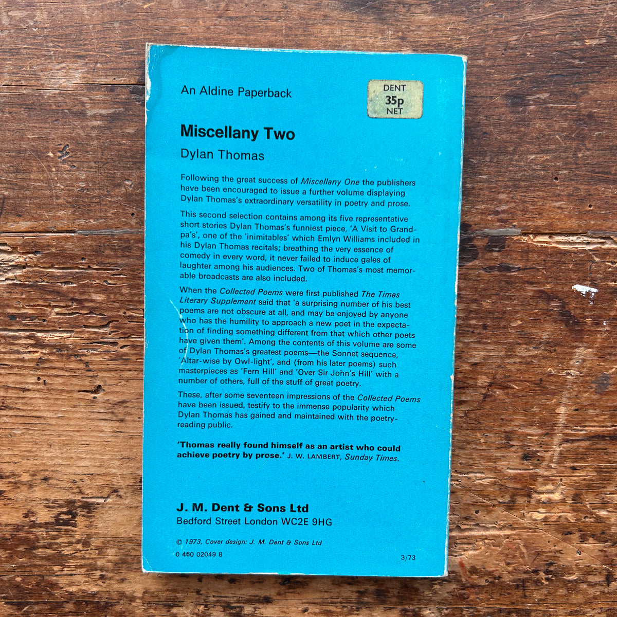 Dylan Thomas: Miscellany Two - 1973 (Preloved)