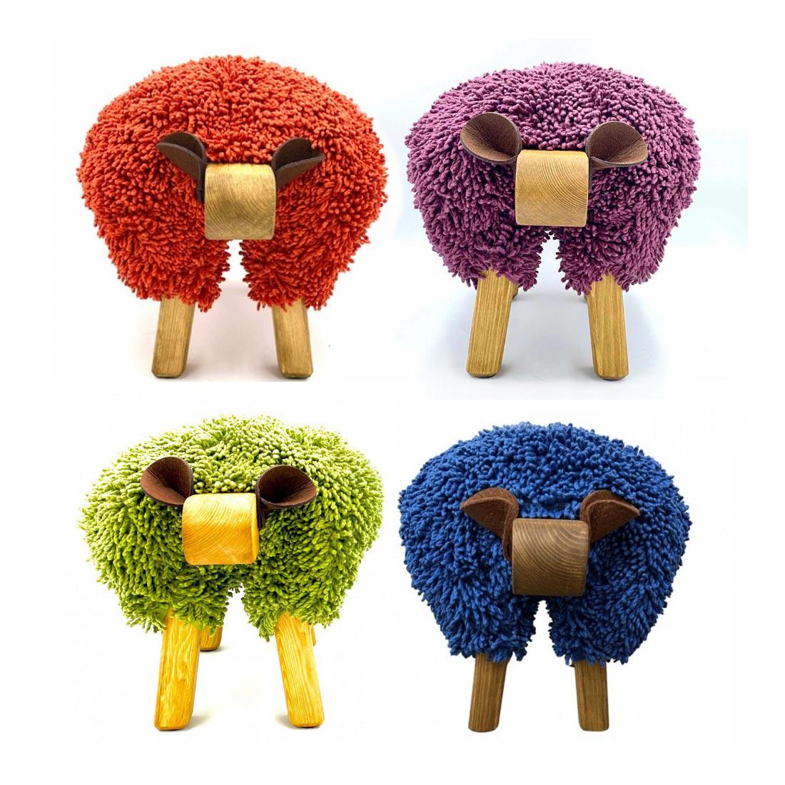 Foot Rest - Defaid Cymreig - Ewemoo Gwreiddiol - Lliwiau Disglair - Wedi'u Gwneud â Llaw