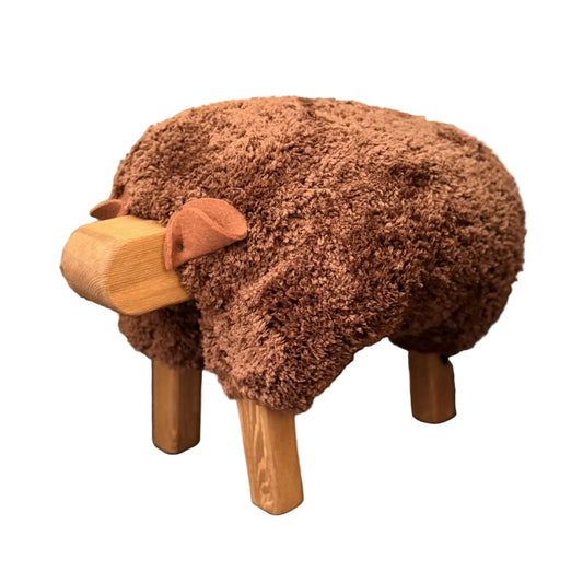 Foot Rest - Welsh Sheep - Original Ewemoo Handmade - Tufted Chestnut