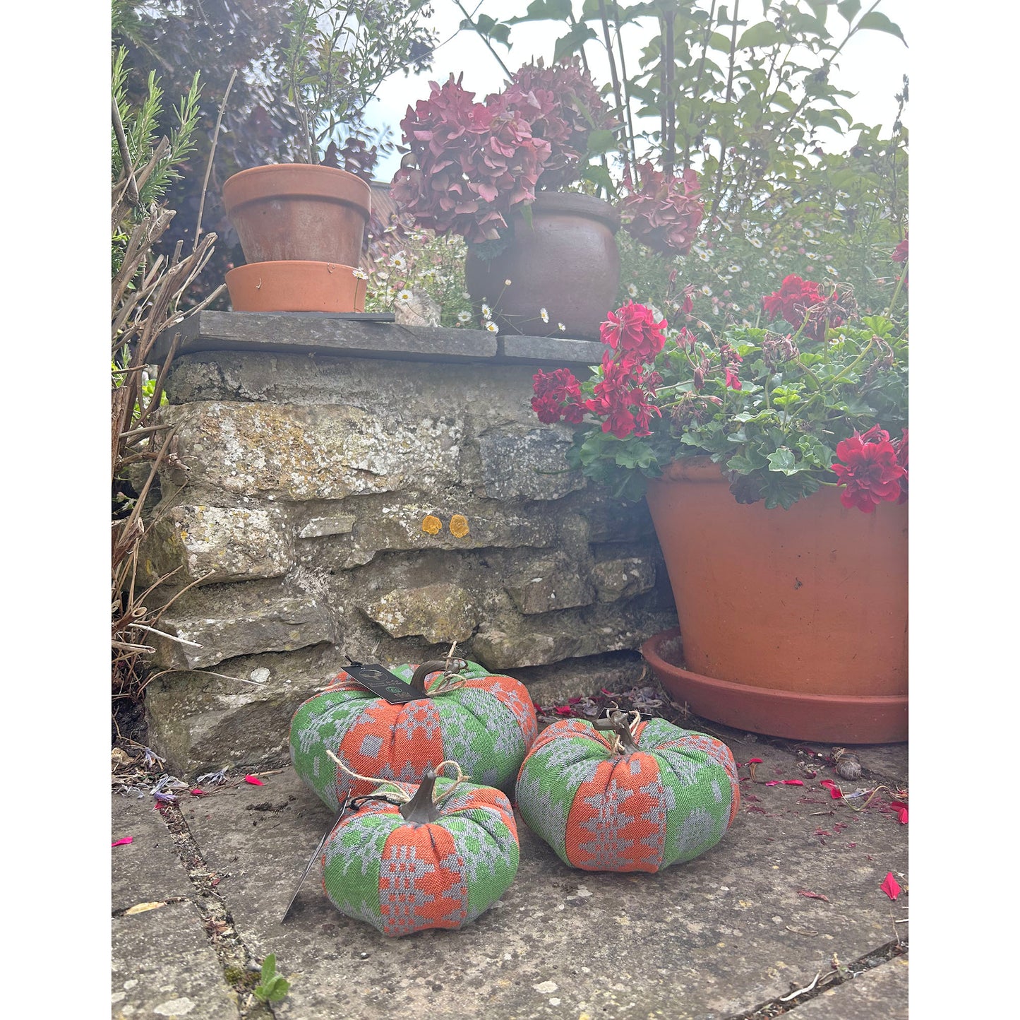 Fabric Pumpkin - Welsh Tapestry Print - Orange & Green