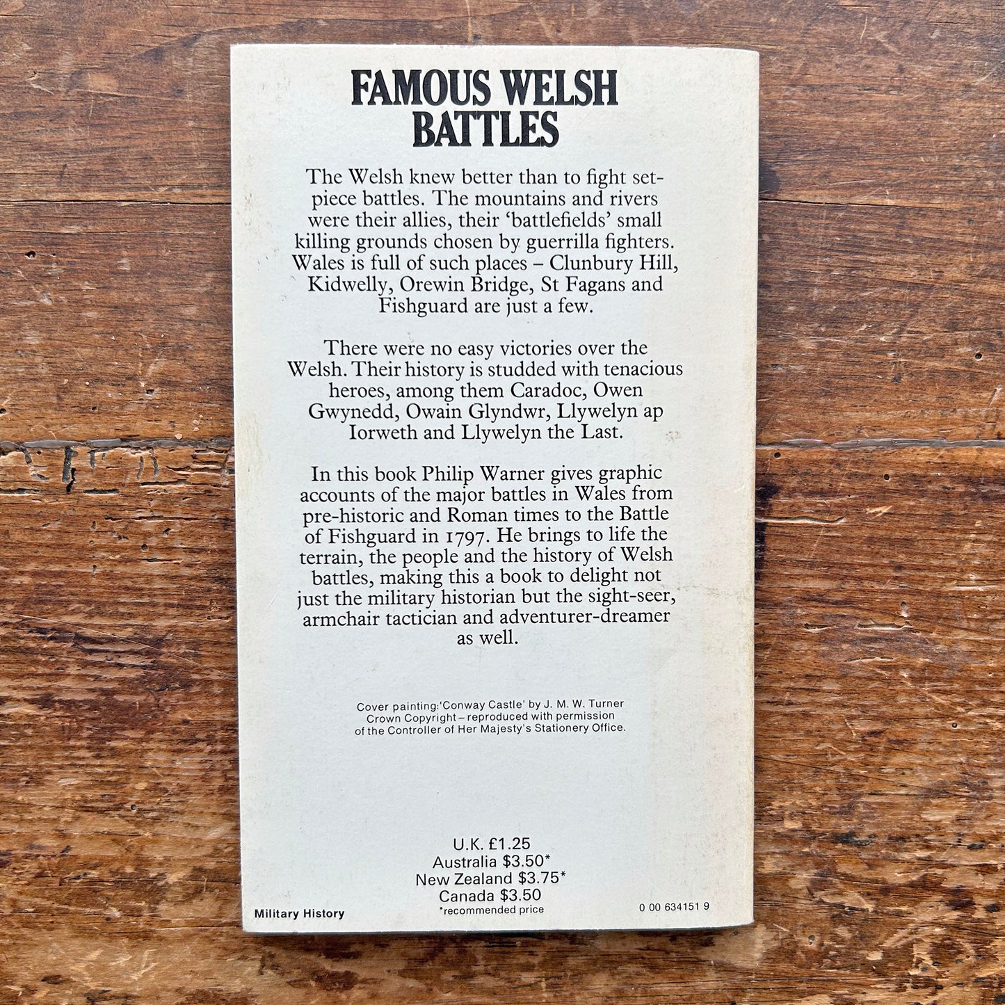 Famous Welsh Battles - Philip Warner - 1977 (Preloved)