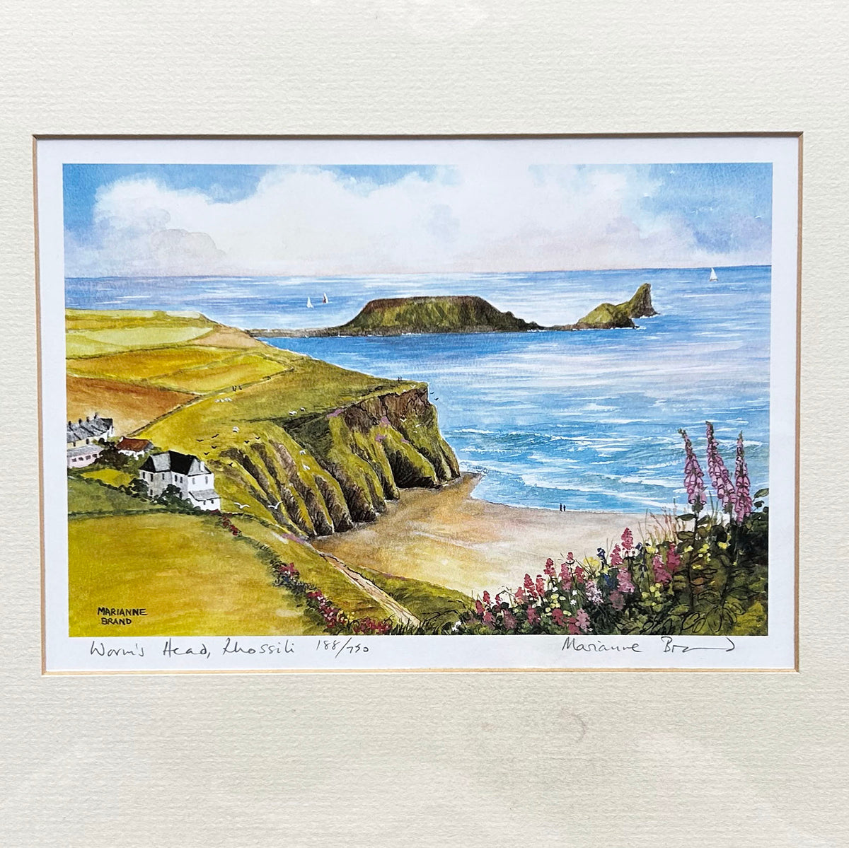 Framed Print - Worm's Head - Rhossili - Marianne Brand - Signed (Preloved)