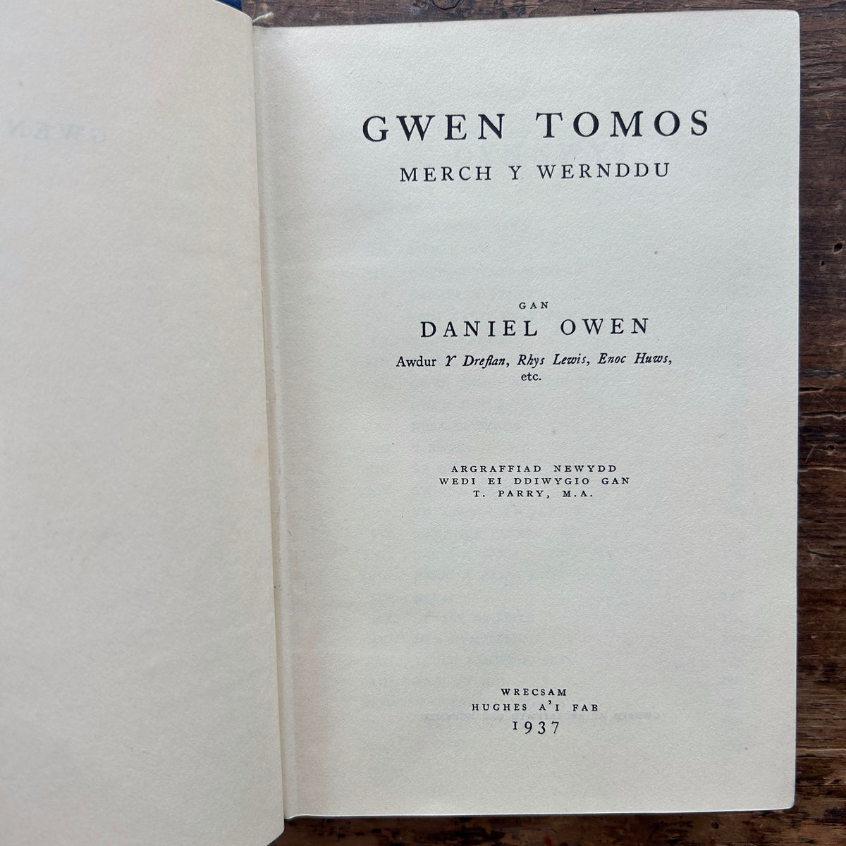 Gwen Tomos - Merch y Wernddu - Daniel Owen - 1937 (Preloved)