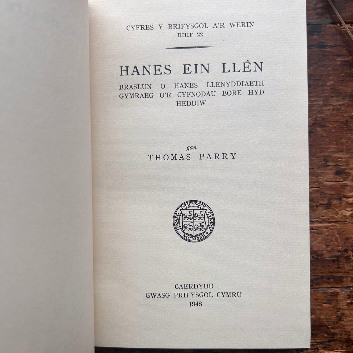 Hanes ein Llên - Thomas Parry - 1948 (Preloved)
