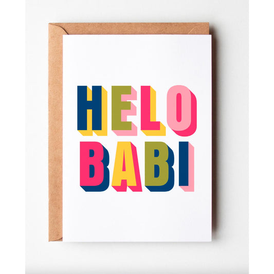 Card - Welsh Typography - Hello Baby / Helo Babi