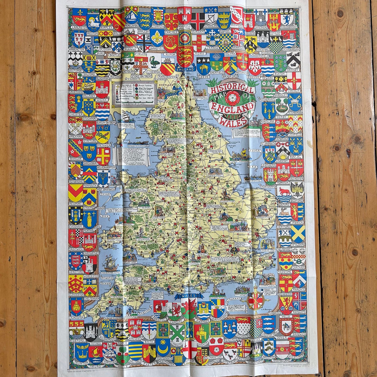 Historical Map of England and Wales - 1971 (Preloved)