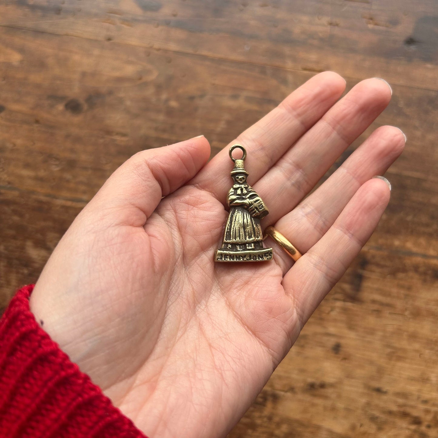 Pendant / Lucky Charm - Vintage Brass - Welsh Lady / Jenny Jones (Preloved)