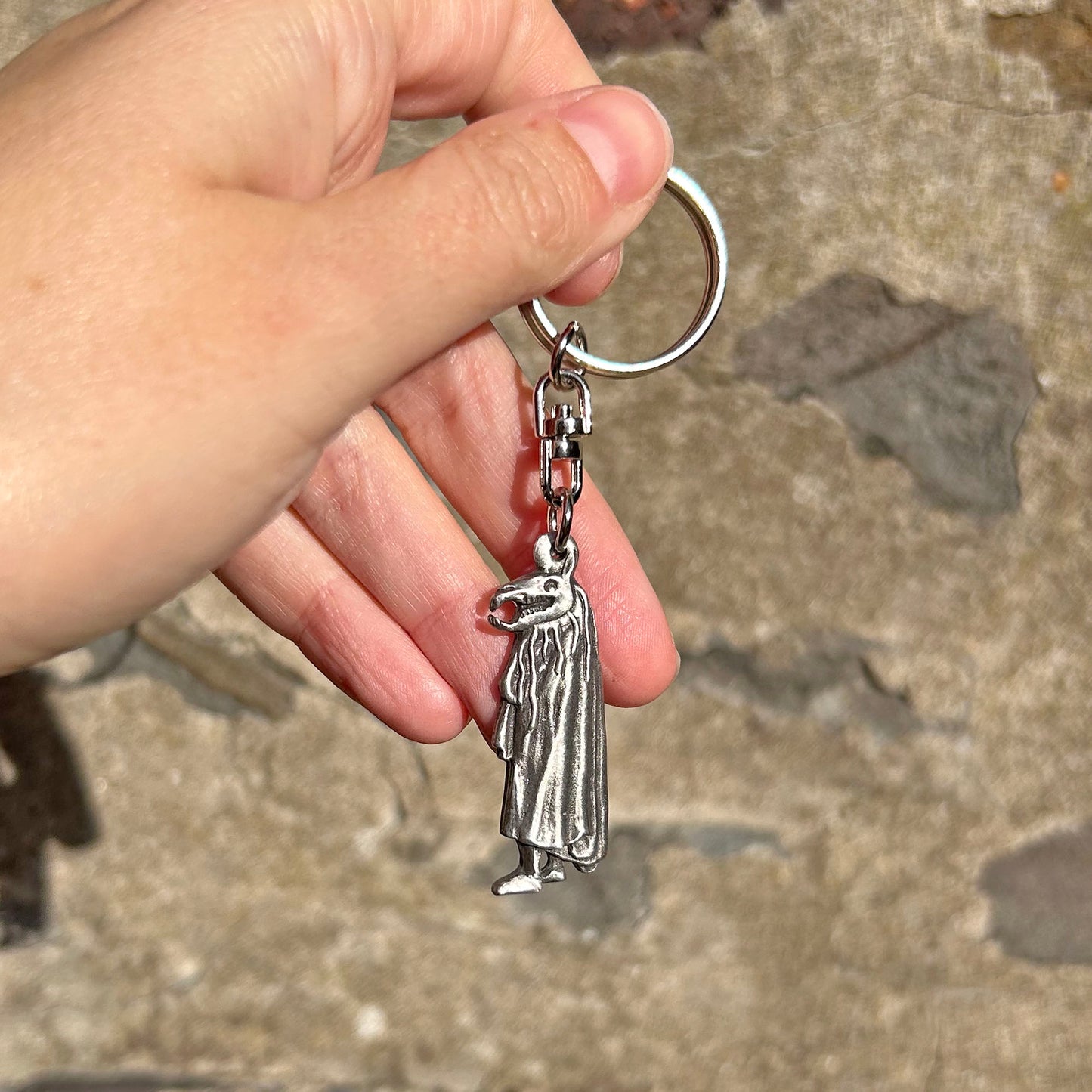 Keyring / Key Chain - Welsh Folk - Pewter - Mari Lwyd