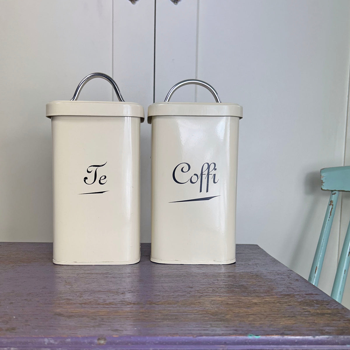 Set Cynwysyddion Cegin - Tuniau Coffi / Te / Siwgr (Wedi'i Ail-law)
