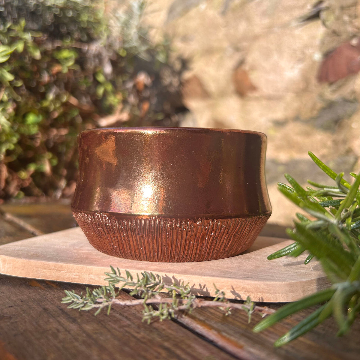 Little Bowl / Pot - Vintage Welsh Studio - Creigiau Wales Copper Lustre / Green (Preloved)