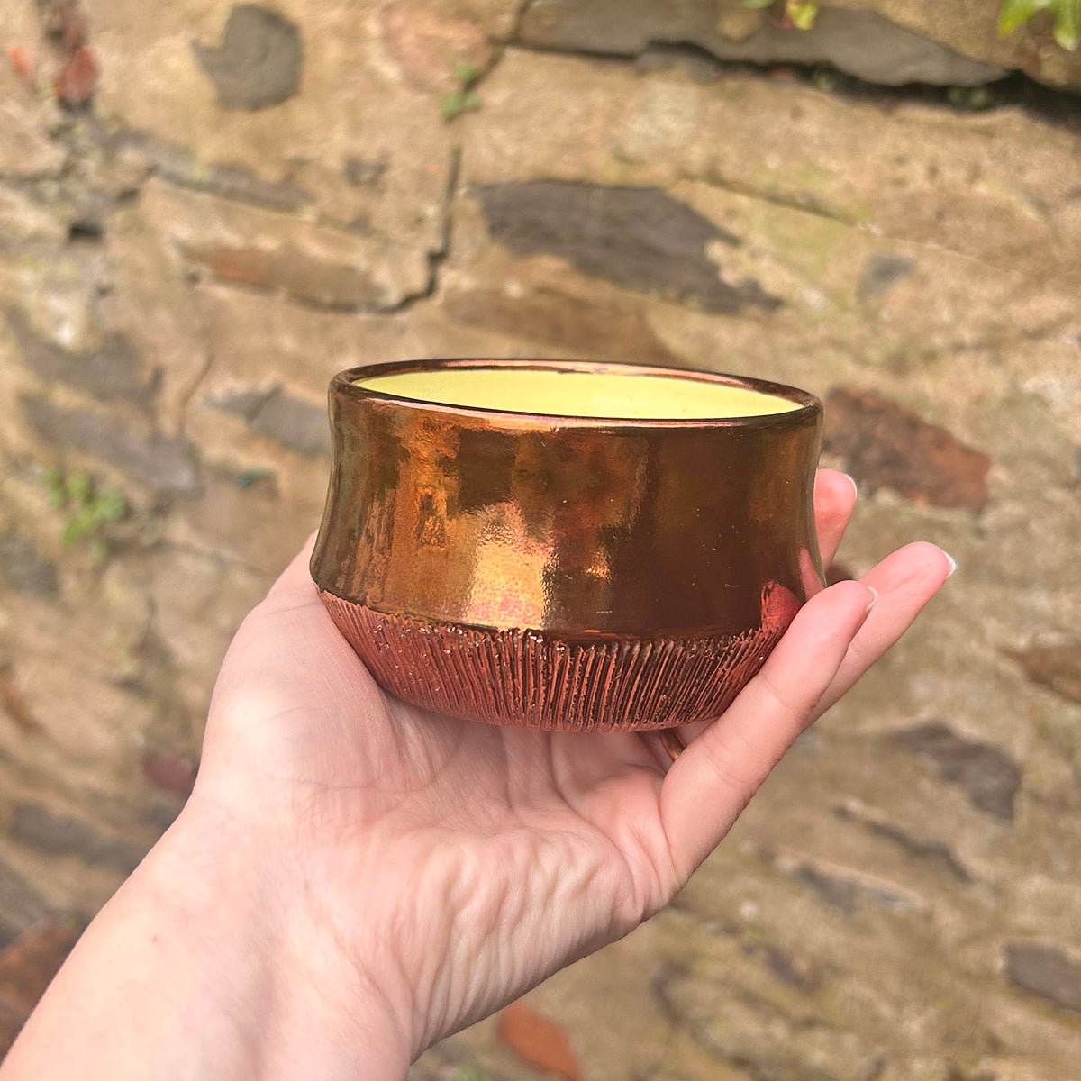 Little Bowl / Pot - Vintage Welsh Studio - Creigiau Wales Copper Lustre / Green (Preloved)