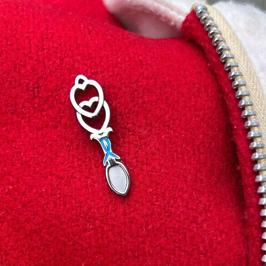 Pin Badge / Brooch - Silver Metal - Welsh Love Spoon (Preloved)