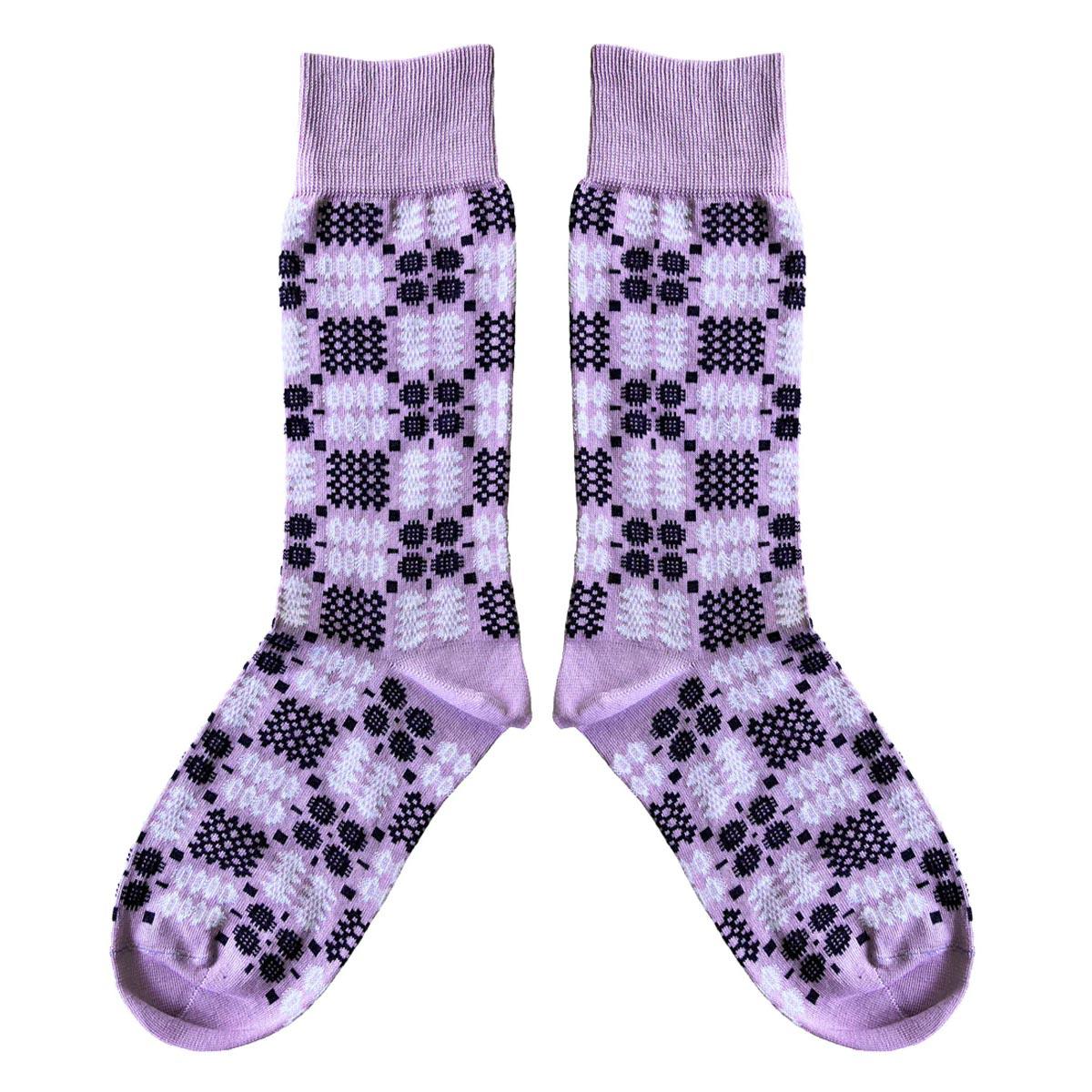 Socks - Mabli Carthen / Welsh Tapestry - Adults Unisex - Orchid / Lilac