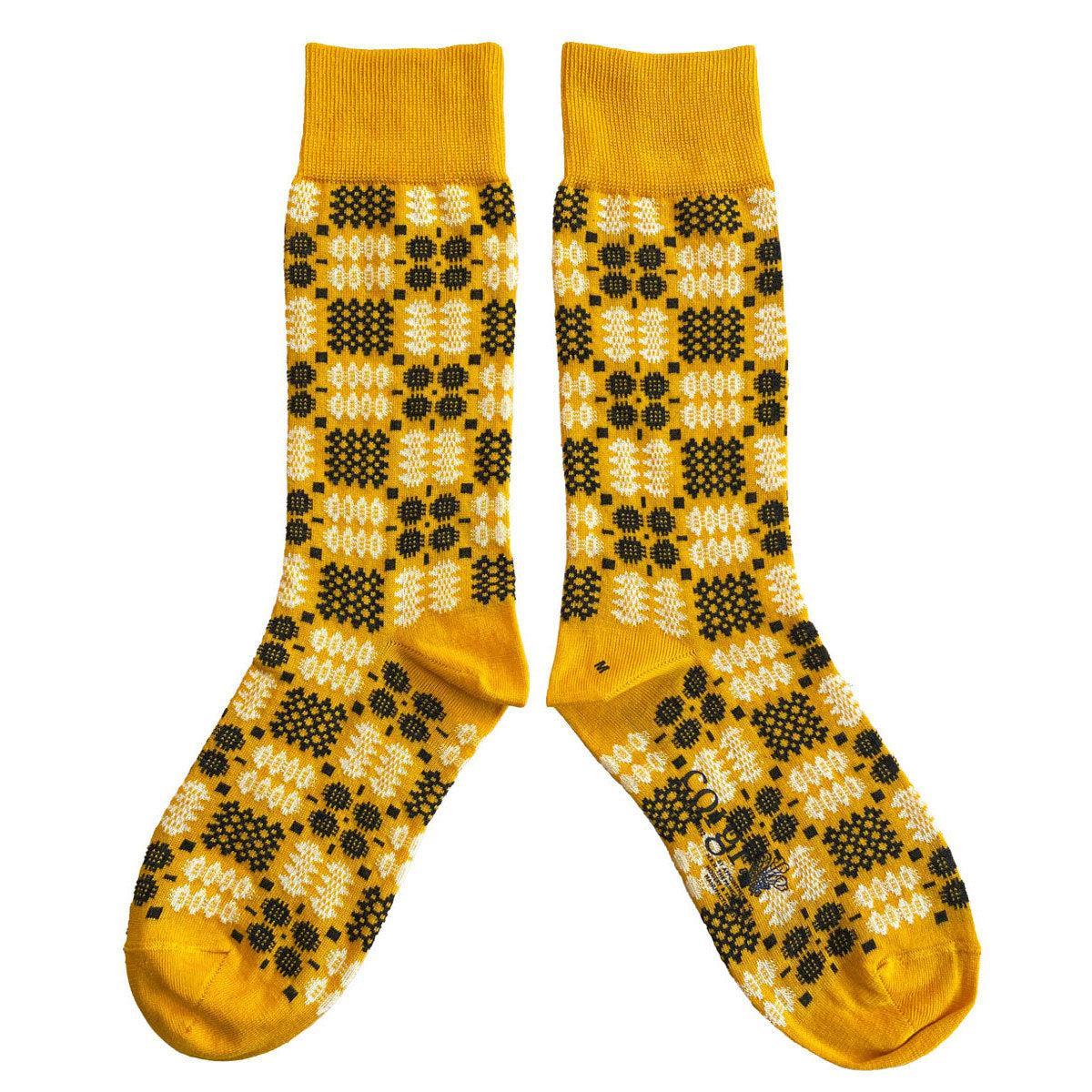 Socks - Mabli Carthen / Welsh Tapestry - Adults Unisex - Sunset Yellow
