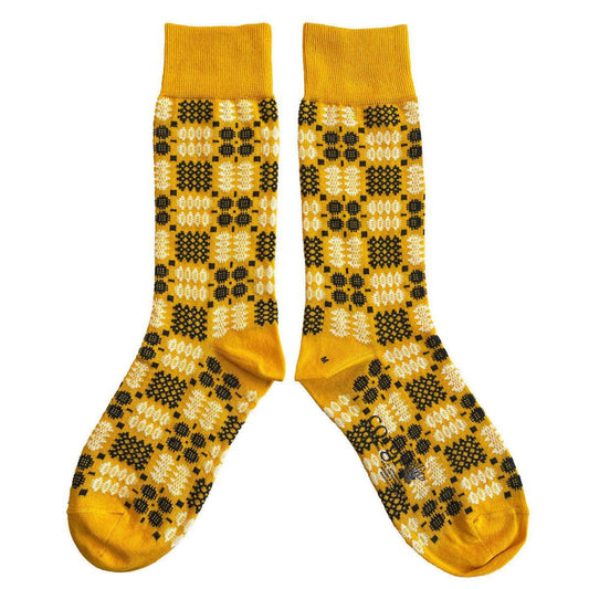 Socks - Mabli Carthen / Welsh Tapestry - Adults Unisex - Sunset Yellow