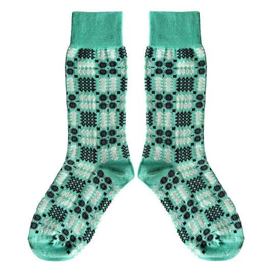 Socks - Mabli Carthen / Welsh Tapestry - Adults Unisex - Turquoise