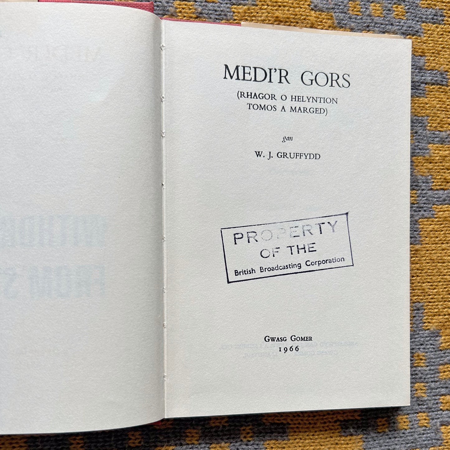 Medi'r Gors - Tomos a Marged - W.J. Gruffydd - 1966 (Preloved)
