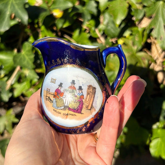 Milk Jug / Creamer - Welsh Costumes - Antique Souvenir (Preloved)