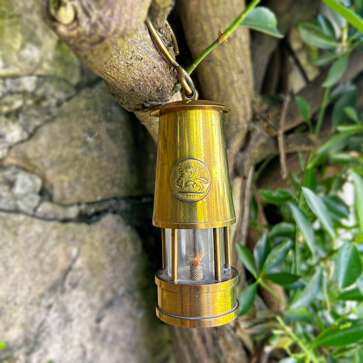 Miner's Lamp - Vintage Brass - Wales / Cymru - Small (Preloved)