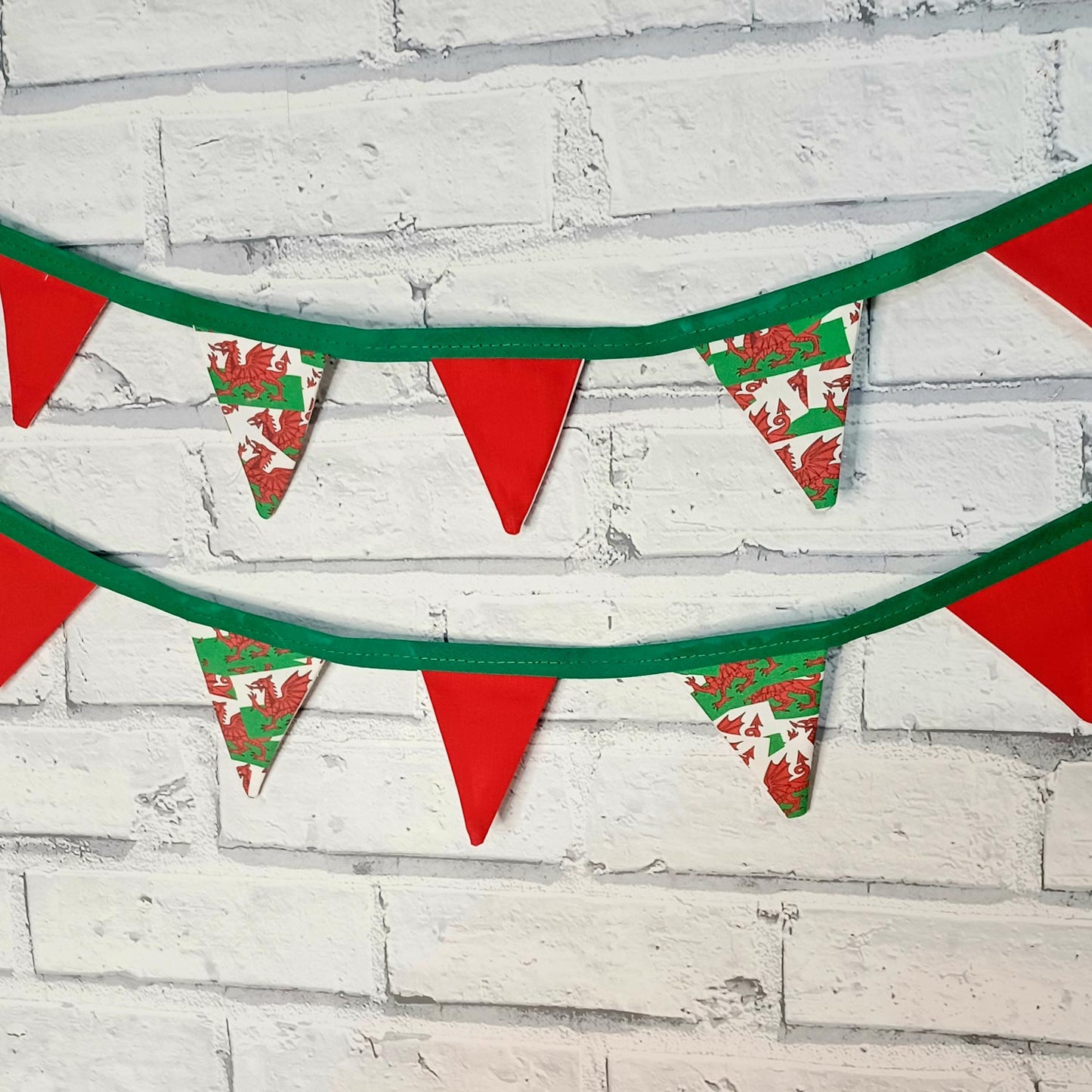 Mini Bunting - Handmade - Welsh Dragons / Flag - 1M